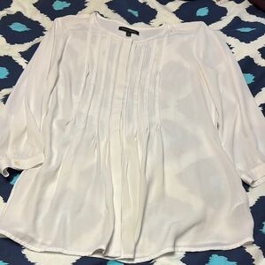 Banana Republic White Pleated Front Blouse